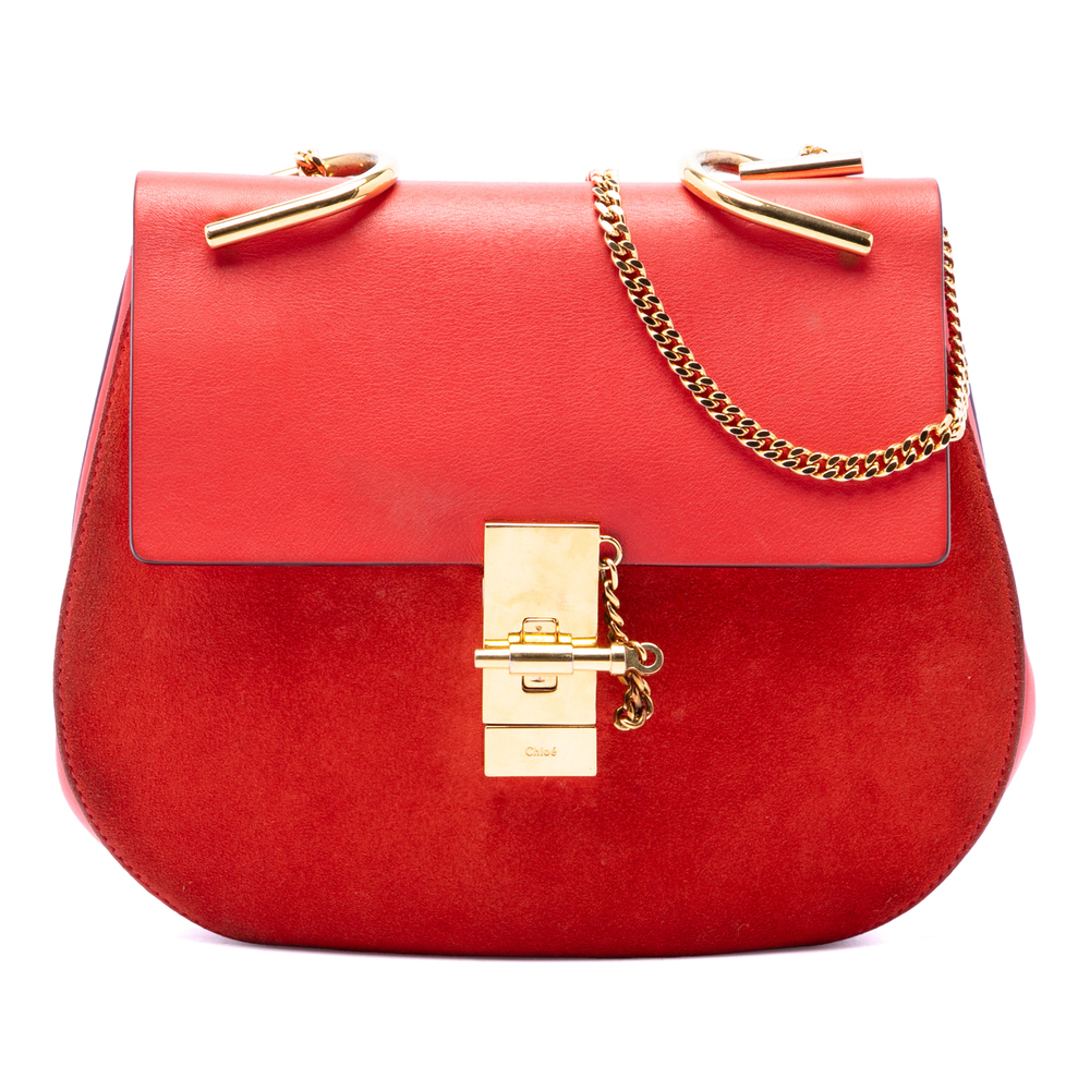 Pre-Loved Chloé Small Suede and Calfskin Drew Crossbody